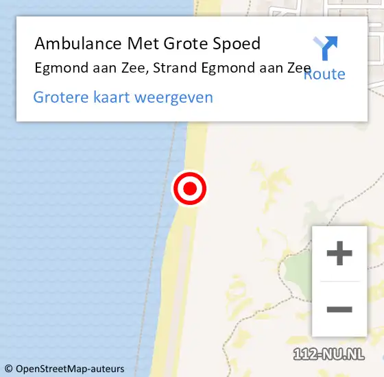 Locatie op kaart van de 112 melding: Ambulance Met Grote Spoed Naar Egmond aan Zee, Strand Egmond aan Zee op 11 april 2022 14:41