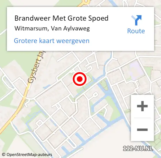 Locatie op kaart van de 112 melding: Brandweer Met Grote Spoed Naar Witmarsum, Van Aylvaweg op 14 juli 2014 07:45