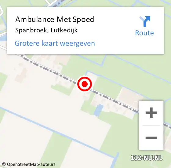 Locatie op kaart van de 112 melding: Ambulance Met Spoed Naar Spanbroek, Lutkedijk op 11 april 2022 14:44
