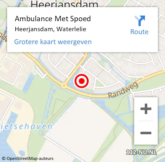 Locatie op kaart van de 112 melding: Ambulance Met Spoed Naar Heerjansdam, Waterlelie op 11 april 2022 14:58