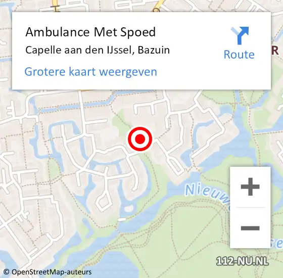 Locatie op kaart van de 112 melding: Ambulance Met Spoed Naar Capelle aan den IJssel, Bazuin op 11 april 2022 14:59