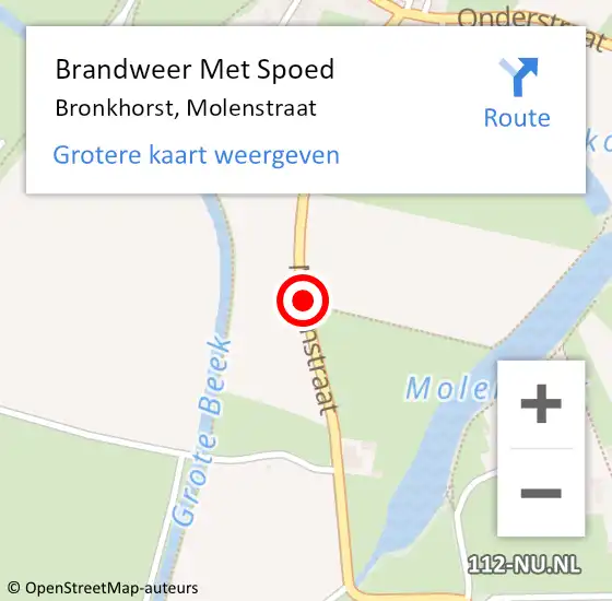 Locatie op kaart van de 112 melding: Brandweer Met Spoed Naar Bronkhorst, Molenstraat op 14 juli 2014 07:53