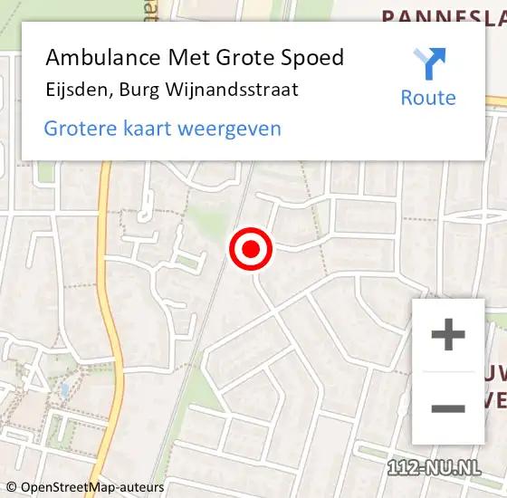 Locatie op kaart van de 112 melding: Ambulance Met Grote Spoed Naar Eijsden, Burg Wijnandsstraat op 14 juli 2014 07:53