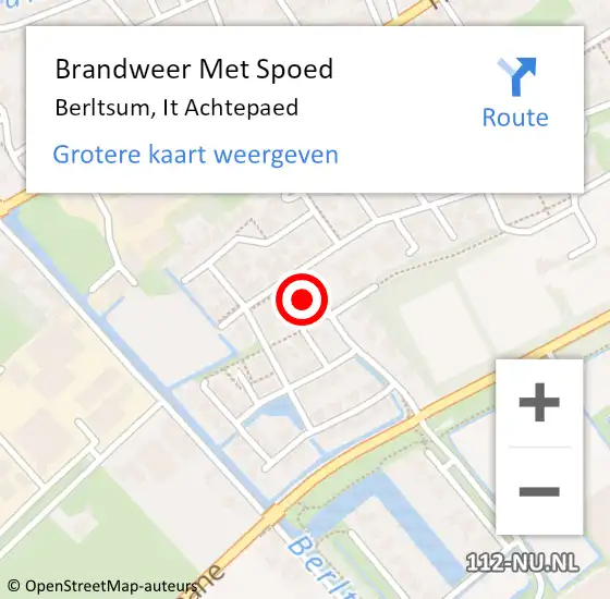 Locatie op kaart van de 112 melding: Brandweer Met Spoed Naar Berltsum, It Achtepaed op 11 april 2022 15:28