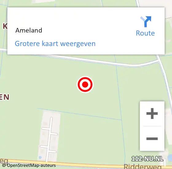 Locatie op kaart van de 112 melding:  Ameland op 11 april 2022 15:31