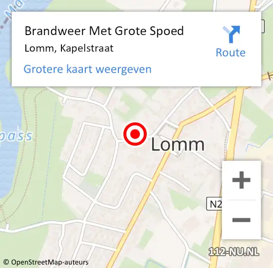 Locatie op kaart van de 112 melding: Brandweer Met Grote Spoed Naar Lomm, Kapelstraat op 11 april 2022 15:32