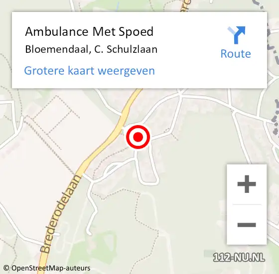 Locatie op kaart van de 112 melding: Ambulance Met Spoed Naar Bloemendaal, C. Schulzlaan op 11 april 2022 15:35
