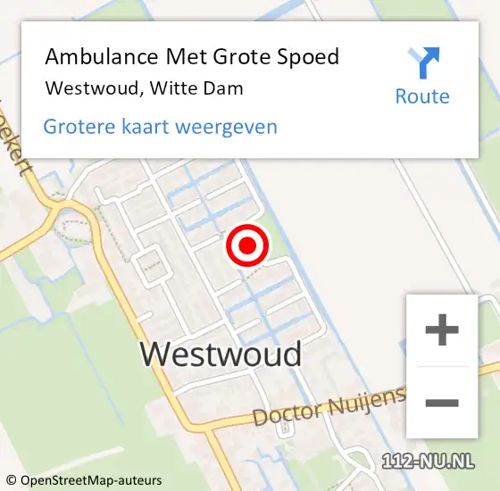 Locatie op kaart van de 112 melding: Ambulance Met Grote Spoed Naar Westwoud, Witte Dam op 8 oktober 2013 09:47