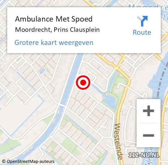 Locatie op kaart van de 112 melding: Ambulance Met Spoed Naar Moordrecht, Prins Clausplein op 11 april 2022 16:11