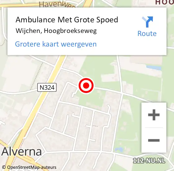 Locatie op kaart van de 112 melding: Ambulance Met Grote Spoed Naar Wijchen, Hoogbroekseweg op 11 april 2022 16:34