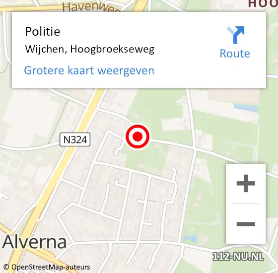 Locatie op kaart van de 112 melding: Politie Wijchen, Hoogbroekseweg op 11 april 2022 16:37