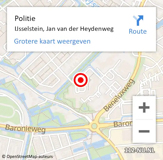 Locatie op kaart van de 112 melding: Politie IJsselstein, Jan van der Heydenweg op 11 april 2022 16:40