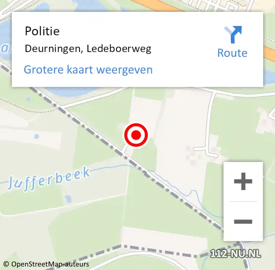 Locatie op kaart van de 112 melding: Politie Deurningen, Ledeboerweg op 11 april 2022 16:52