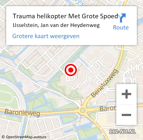 Locatie op kaart van de 112 melding: Trauma helikopter Met Grote Spoed Naar IJsselstein, Jan van der Heydenweg op 11 april 2022 16:53