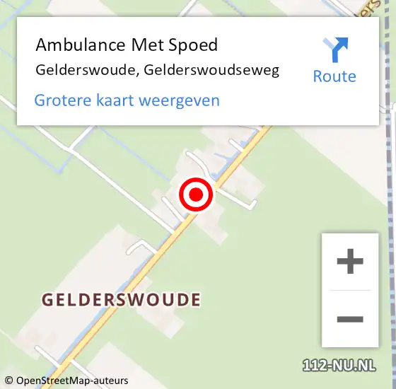 Locatie op kaart van de 112 melding: Ambulance Met Spoed Naar Gelderswoude, Gelderswoudseweg op 11 april 2022 16:57