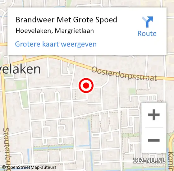 Locatie op kaart van de 112 melding: Brandweer Met Grote Spoed Naar Hoevelaken, Margrietlaan op 11 april 2022 17:16