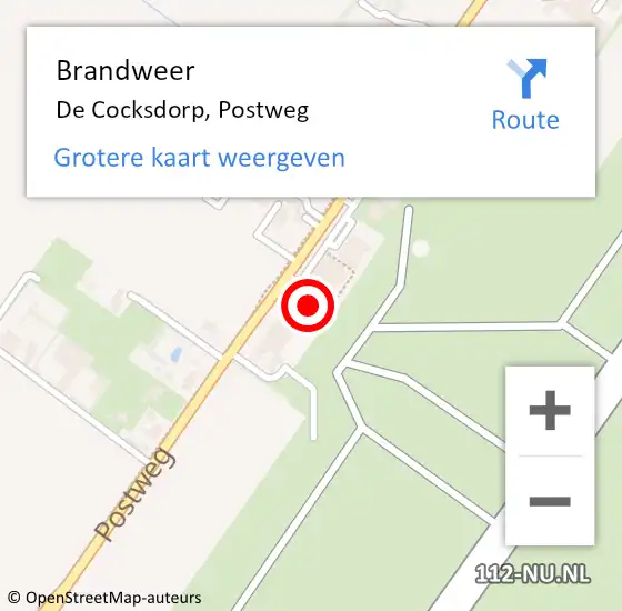 Locatie op kaart van de 112 melding: Brandweer De Cocksdorp, Postweg op 11 april 2022 18:11