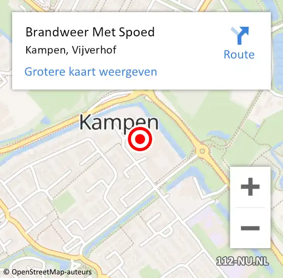 Locatie op kaart van de 112 melding: Brandweer Met Spoed Naar Kampen, Vijverhof op 11 april 2022 18:17