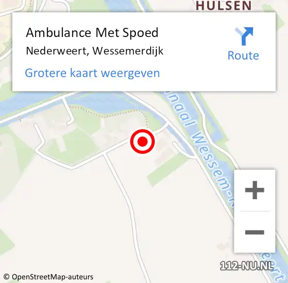 Locatie op kaart van de 112 melding: Ambulance Met Spoed Naar Nederweert, Wessemerdijk op 11 april 2022 18:41