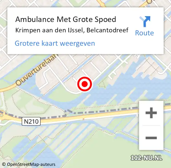 Locatie op kaart van de 112 melding: Ambulance Met Grote Spoed Naar Krimpen aan den IJssel, Belcantodreef op 11 april 2022 19:01