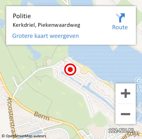 Locatie op kaart van de 112 melding: Politie Kerkdriel, Piekenwaardweg op 11 april 2022 19:07