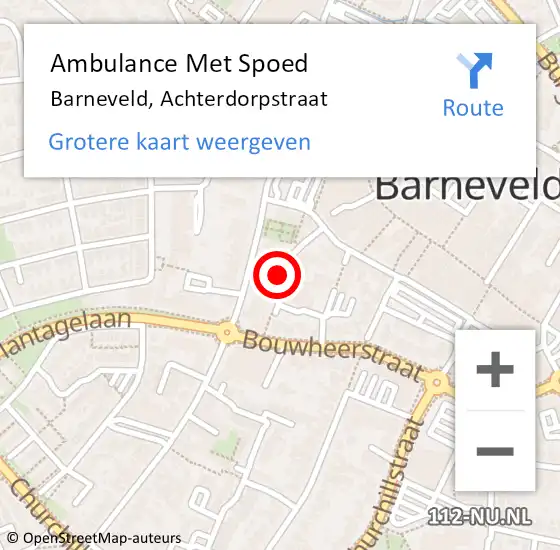 Locatie op kaart van de 112 melding: Ambulance Met Spoed Naar Barneveld, Achterdorpstraat op 11 april 2022 19:10