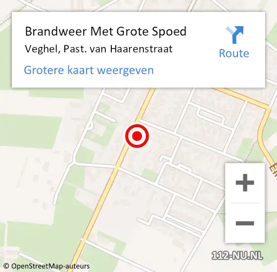 Locatie op kaart van de 112 melding: Brandweer Met Grote Spoed Naar Veghel, Past. van Haarenstraat op 11 april 2022 19:15