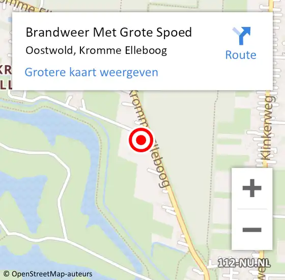 Locatie op kaart van de 112 melding: Brandweer Met Grote Spoed Naar Oostwold, Kromme Elleboog op 14 juli 2014 08:19