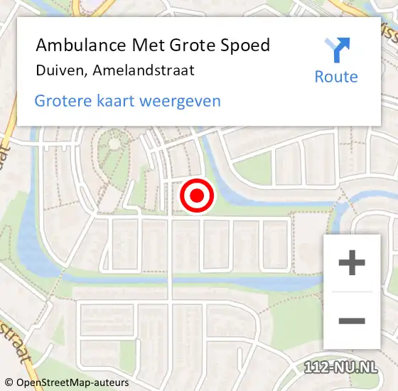 Locatie op kaart van de 112 melding: Ambulance Met Grote Spoed Naar Duiven, Amelandstraat op 11 april 2022 19:28