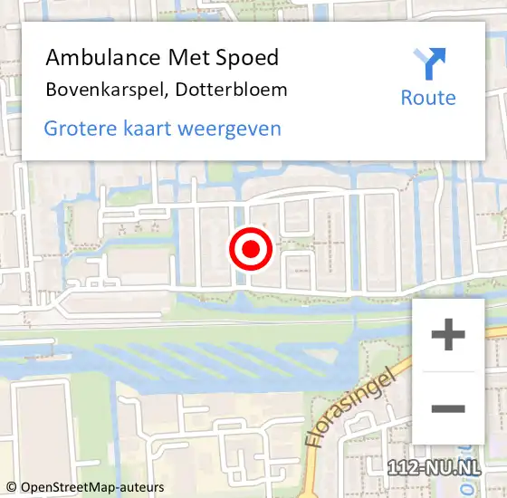 Locatie op kaart van de 112 melding: Ambulance Met Spoed Naar Bovenkarspel, Dotterbloem op 11 april 2022 19:30