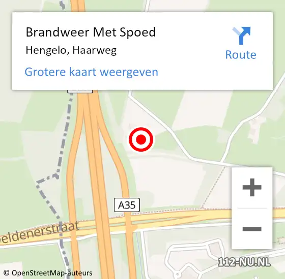 Locatie op kaart van de 112 melding: Brandweer Met Spoed Naar Hengelo, Haarweg op 11 april 2022 19:56