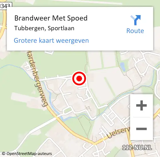 Locatie op kaart van de 112 melding: Brandweer Met Spoed Naar Tubbergen, Sportlaan op 11 april 2022 19:56