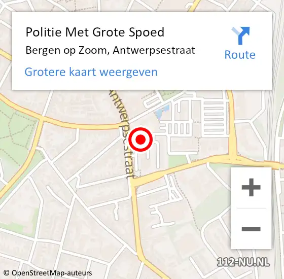 Locatie op kaart van de 112 melding: Politie Met Grote Spoed Naar Bergen op Zoom, Antwerpsestraat op 11 april 2022 20:00