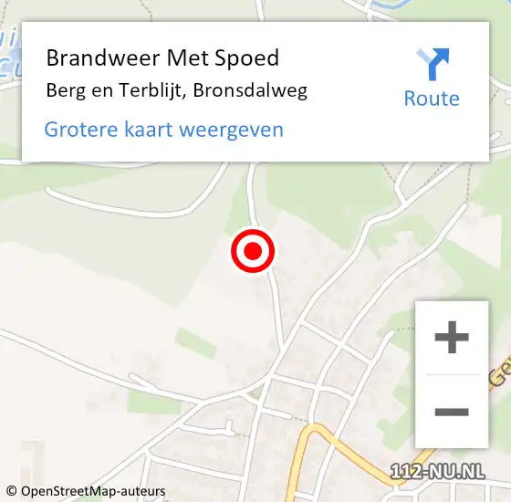 Locatie op kaart van de 112 melding: Brandweer Met Spoed Naar Berg en Terblijt, Bronsdalweg op 11 april 2022 20:11