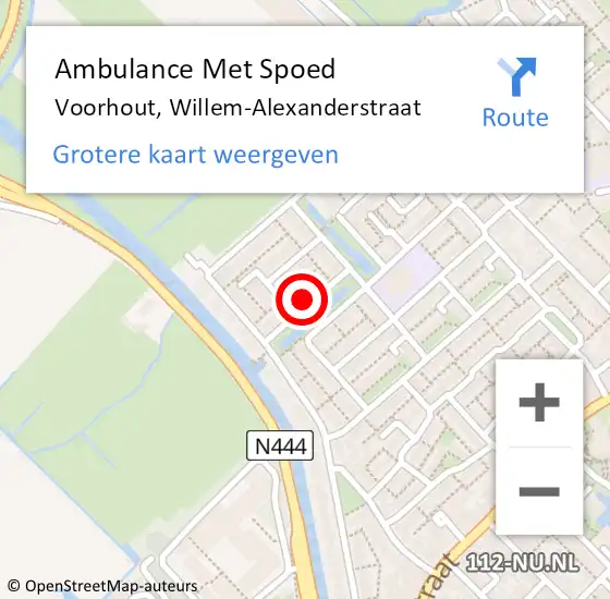 Locatie op kaart van de 112 melding: Ambulance Met Spoed Naar Voorhout, Willem-Alexanderstraat op 11 april 2022 20:18