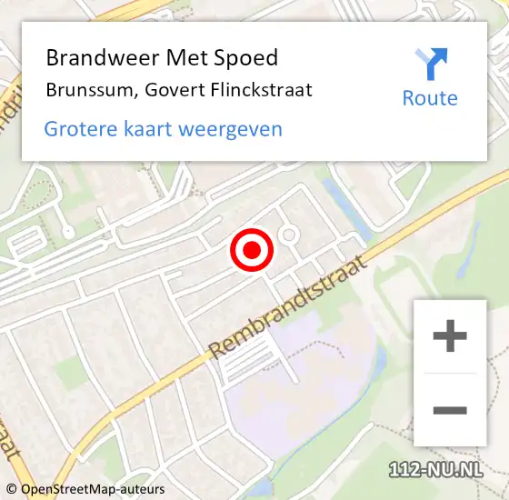 Locatie op kaart van de 112 melding: Brandweer Met Spoed Naar Brunssum, Govert Flinckstraat op 11 april 2022 20:18