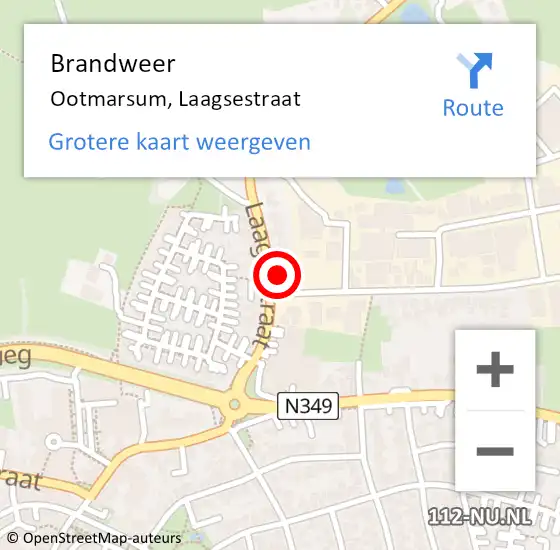 Locatie op kaart van de 112 melding: Brandweer Ootmarsum, Laagsestraat op 11 april 2022 20:23