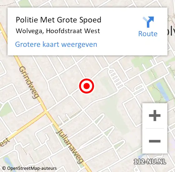 Locatie op kaart van de 112 melding: Politie Met Grote Spoed Naar Wolvega, Hoofdstraat West op 11 april 2022 20:28