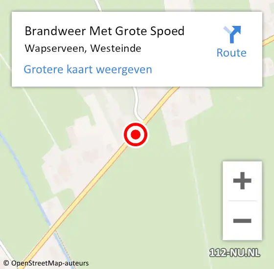 Locatie op kaart van de 112 melding: Brandweer Met Grote Spoed Naar Wapserveen, Westeinde op 11 april 2022 20:42