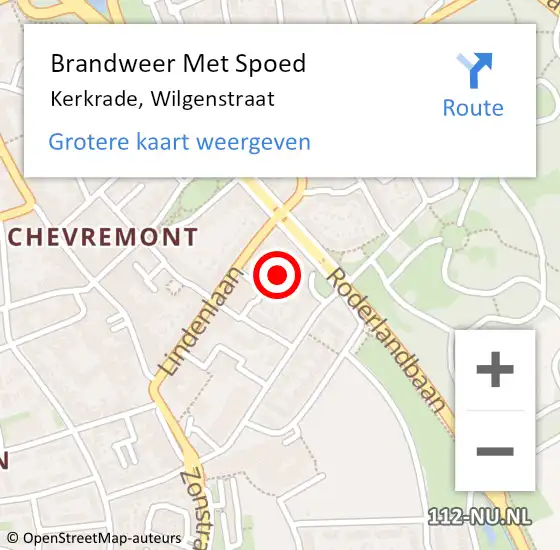 Locatie op kaart van de 112 melding: Brandweer Met Spoed Naar Kerkrade, Wilgenstraat op 11 april 2022 20:45