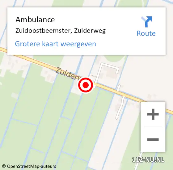 Locatie op kaart van de 112 melding: Ambulance Zuidoostbeemster, Zuiderweg op 11 april 2022 20:49