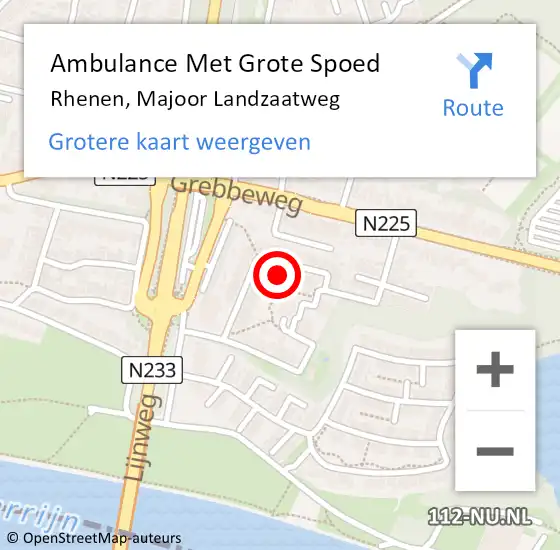 Locatie op kaart van de 112 melding: Ambulance Met Grote Spoed Naar Rhenen, Majoor Landzaatweg op 11 april 2022 20:49