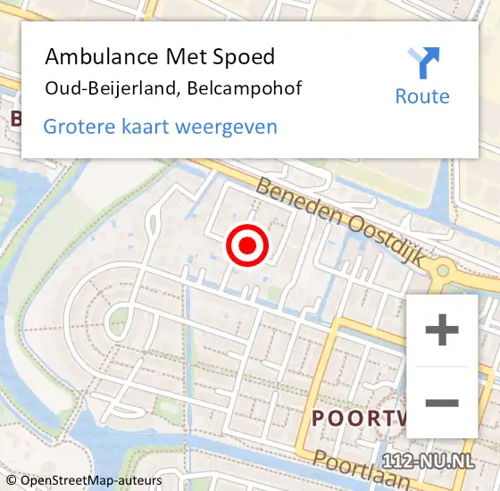 Locatie op kaart van de 112 melding: Ambulance Met Spoed Naar Oud-Beijerland, Belcampohof op 11 april 2022 21:01