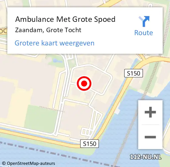Locatie op kaart van de 112 melding: Ambulance Met Grote Spoed Naar Zaandam, Grote Tocht op 11 april 2022 21:17