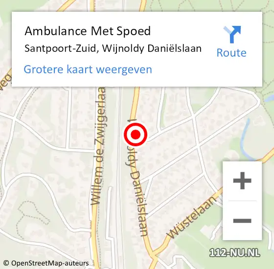 Locatie op kaart van de 112 melding: Ambulance Met Spoed Naar Santpoort-Zuid, Wijnoldy Daniëlslaan op 11 april 2022 21:22