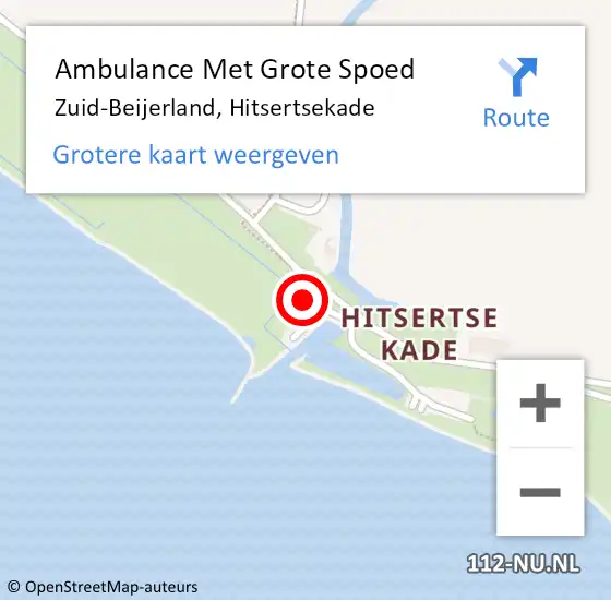 Locatie op kaart van de 112 melding: Ambulance Met Grote Spoed Naar Zuid-Beijerland, Hitsertsekade op 11 april 2022 21:23