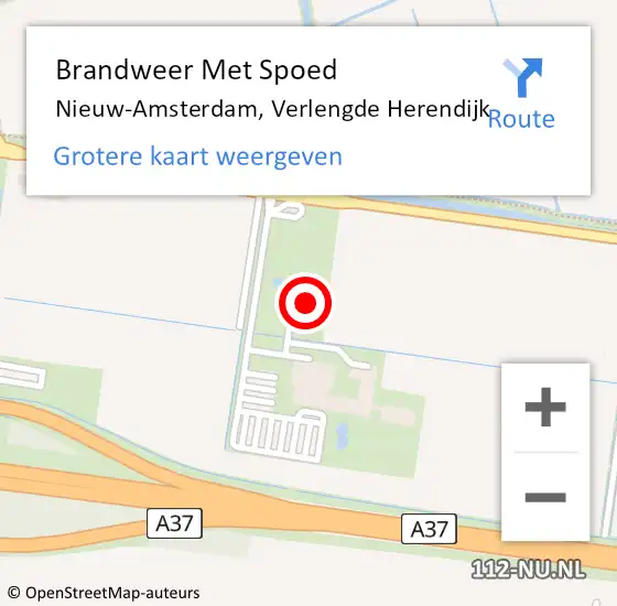 Locatie op kaart van de 112 melding: Brandweer Met Spoed Naar Nieuw-Amsterdam, Verlengde Herendijk op 11 april 2022 21:33