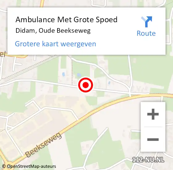 Locatie op kaart van de 112 melding: Ambulance Met Grote Spoed Naar Didam, Oude Beekseweg op 11 april 2022 21:42