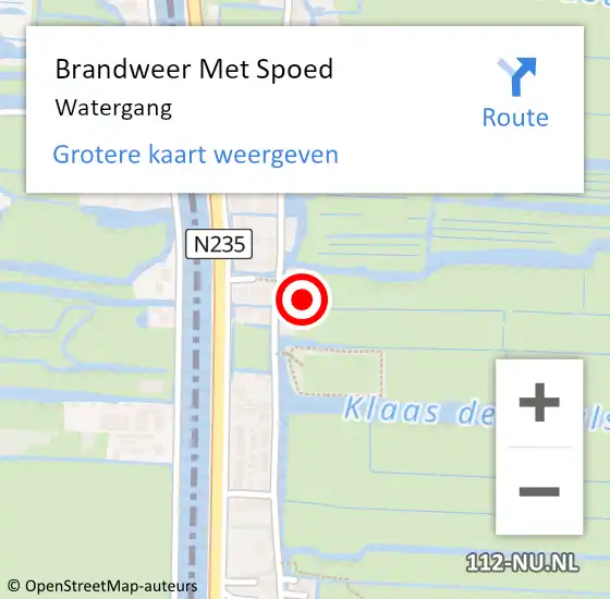 Locatie op kaart van de 112 melding: Brandweer Met Spoed Naar Watergang op 11 april 2022 21:46