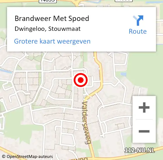 Locatie op kaart van de 112 melding: Brandweer Met Spoed Naar Dwingeloo, Stouwmaat op 11 april 2022 22:09